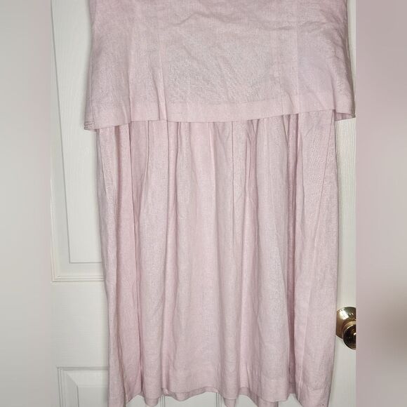 Vtg Karin Stevens 14 PastelPink LINENBlendFaux2Piece Women Midi Embroidery Dress - Picture 10 of 13